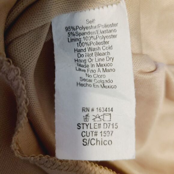 21 Saints Tank Mini Dress S Beige Stretch Ruched Sleeveless Bodycon Sexy Popover - Picture 5 of 5